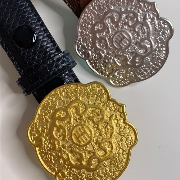 Vintage set 3 Mary McFadden Designer Belts removable buckles bundle xl - Picture 10 of 10